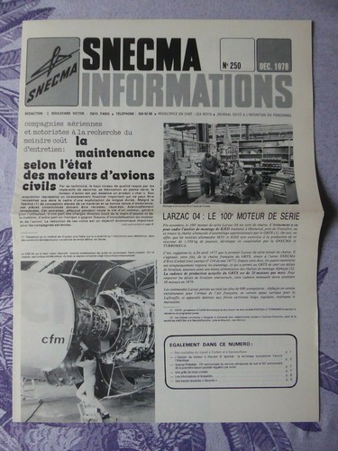 Journal snecma 250 - n°250, 12/1978